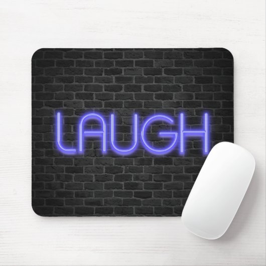 LAUGH Text in Neonleuchten auf Backstein Mousepad (Mit Mouse)