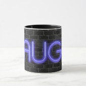 LAUGH Text in Neonleuchten auf Backstein Tasse (Zentrum)