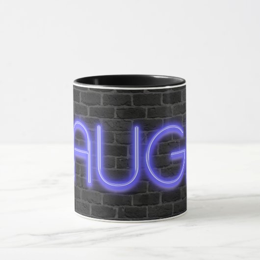 LAUGH Text in Neonleuchten auf Backstein Tasse (Zentrum)