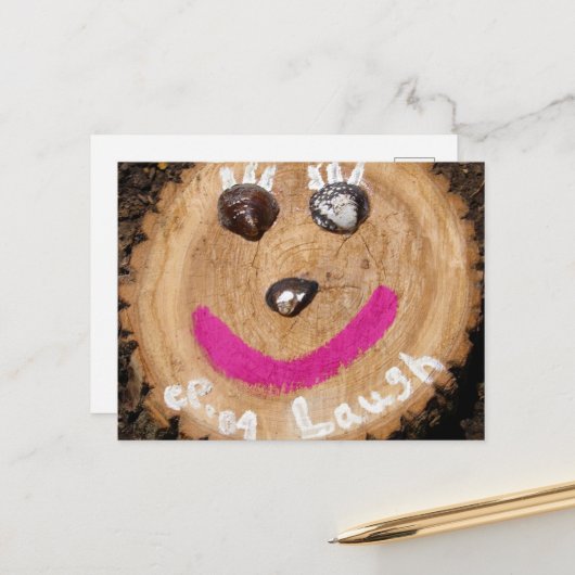 Laugh Tree Face mit Clam Muscheln Postkarte (Vorderseite/Rückseite Beispiel)