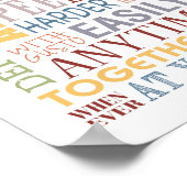 LAUGH Typografisches Drucken, Live, Lachen, Liebe  Poster (Ecke)