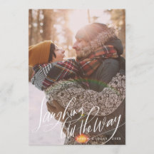 Laughing All Way Script Weihnachtsfotokarte