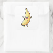 Laughing Banana – Cute Kawaii Illustration Quadratischer Aufkleber (Tasche)