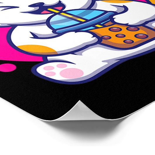 Laughing Cat Neko Kawaii Boba Tee im anime Style Poster (Ecke)