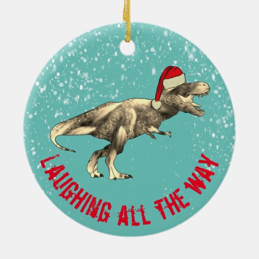 Laughing die ganze Strecke zitieren T. rex Santa Keramik Ornament (Hinten)