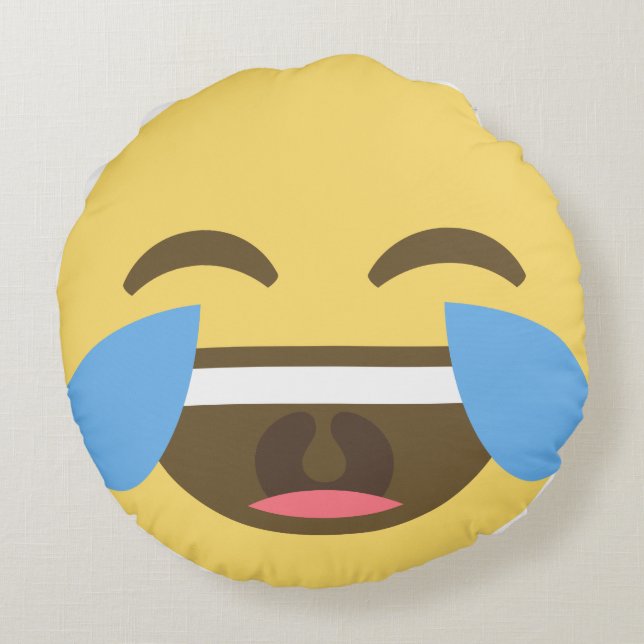 Laughing Emoji Pillow Rundes Kissen (Rückseite)