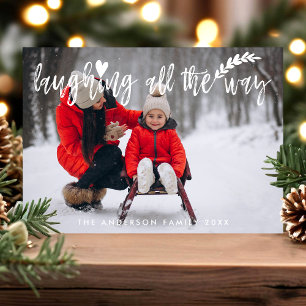 Laughing ganz nach dem Brush Script Weihnachts-Fot Feiertagskarte