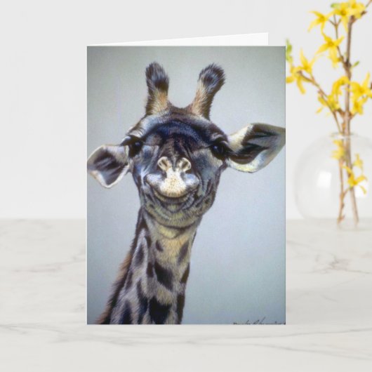 Laughing Giraffe Karte (Gelbe Blume)