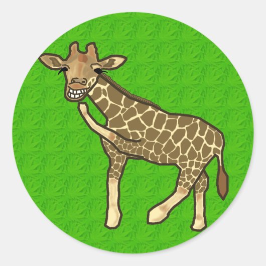Laughing Giraffe Niedlich handGezeichnet Cartoon T Runder Aufkleber (Vorderseite)