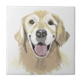 Laughing Golden Retriever Fliese (Vorderseite)