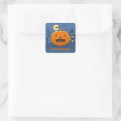 Laughing Halloween Pumpkin Custom Text Quadratischer Aufkleber (Tasche)