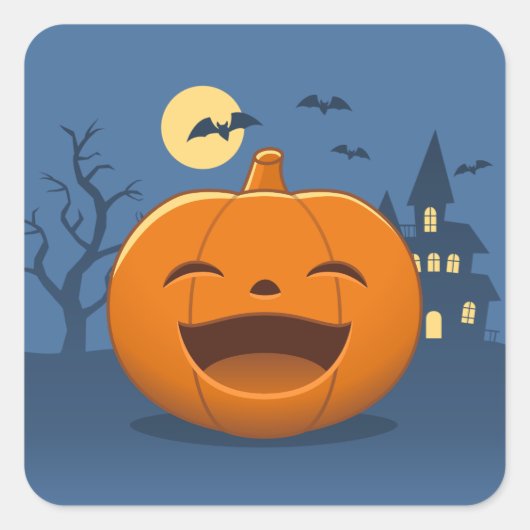 Laughing Halloween Pumpkin Quadratischer Aufkleber (Vorderseite)