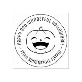Laughing Halloween Pumpkin Round Message Gummistempel (Prägung)