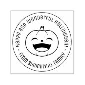 Laughing Halloween Pumpkin Round Message Permastempel (Design)