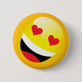 Laughing Heart Eyes Kawaii Emoji Button (Vorderseite)