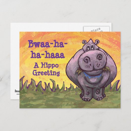 Laughing Hippo Art Postkarte (Vorne/Hinten)