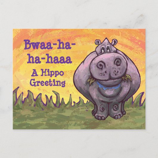 Laughing Hippo Art Postkarte (Vorderseite)
