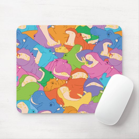 Laughing Hippos - bright colours Mousepad (Mit Mouse)