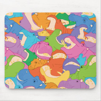 Laughing Hippos - bright colours Mousepad