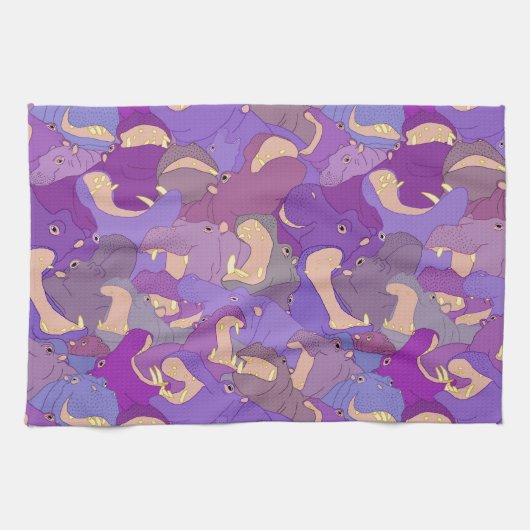 Laughing Hippos - purple Handtuch (Horizontal)