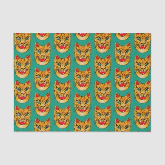 Laughing Jaguar Watercolor Muster Tissue Paper Seidenpapier (Vorderseite)