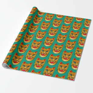 Laughing Jaguar Watercolor Muster Wrapping Paper Geschenkpapier