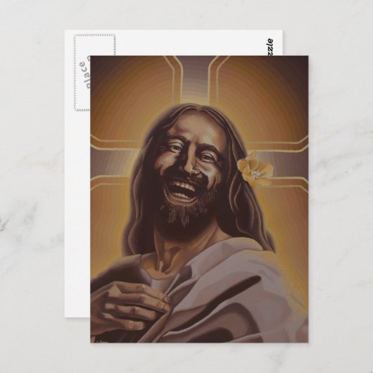 Laughing Jesus post card Postkarte (Vorne/Hinten)