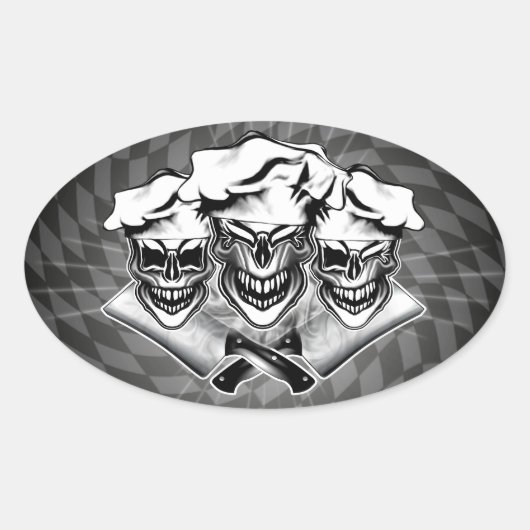 Laughing Koch Skulls Ovaler Aufkleber (Vorderseite)