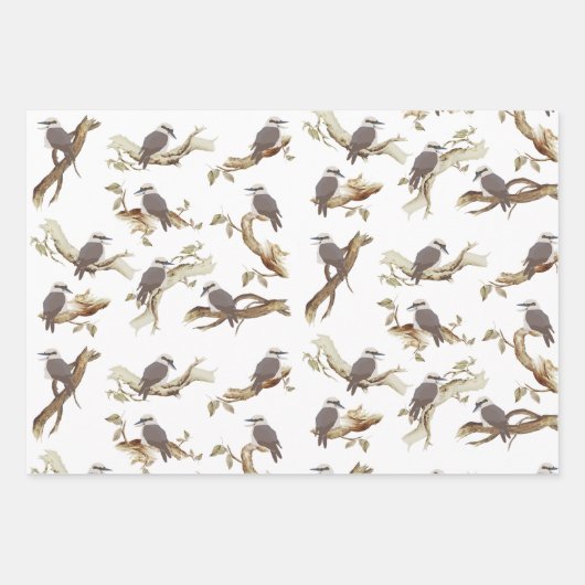 Laughing Kookaburra Australian Bird Eucalyptus Geschenkpapier Set (Vorderseite)