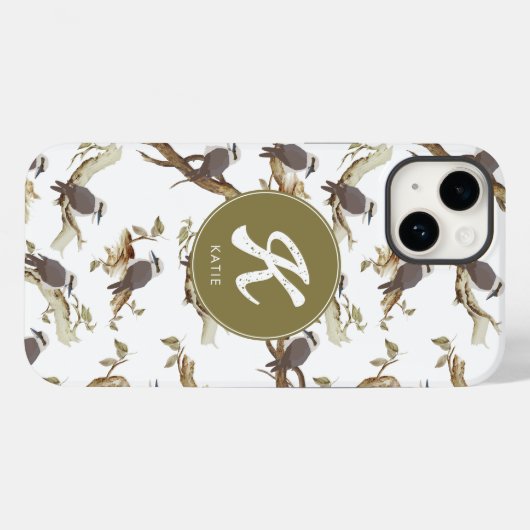 Laughing Kookaburra Australian Eucalyptus Monogram Case-Mate iPhone Hülle (Rückseite (Horizontal))