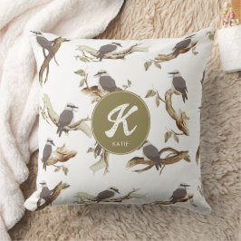 Laughing Kookaburra Australian Eucalyptus Monogram Kissen
