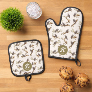 Laughing Kookaburra Australian Eucalyptus Monogram Ofenhandschuh & Topflappen-Set