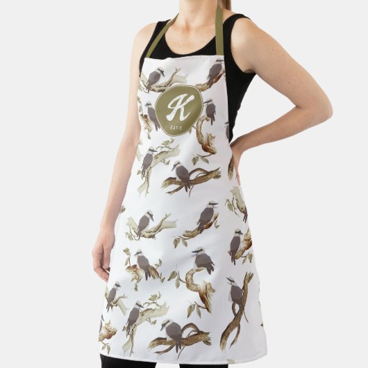 Laughing Kookaburra Australian Eucalyptus Monogram Schürze (InSitu)