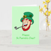 Laughing Leprechaun St Patrick's Day Karte (Gelbe Blume)