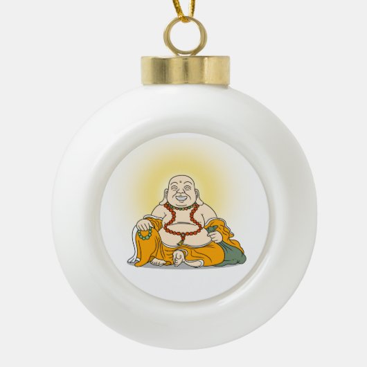 Laughing Maitreya Buddha Weihnachtsschmuck Keramik Kugel-Ornament (Vorderseite)