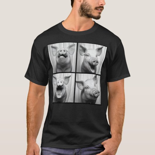 Laughing Pig Lover Retro Portrait Hog Farmer Funny T-Shirt (Vorderseite)