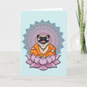 Laughing Pug Mandala Greeting Card Karte