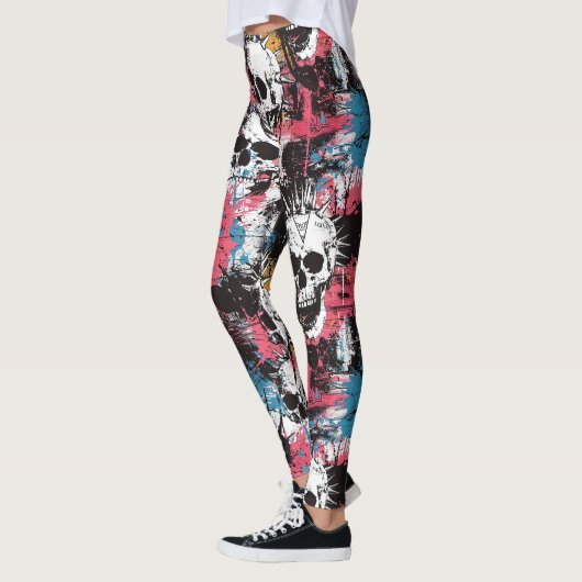 Laughing Punk Rock Skull Leggings - Cool & Spaß (Links)