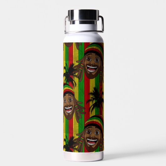 Laughing Rasta Man Striped Monogram Trinkflasche (Rückseite)