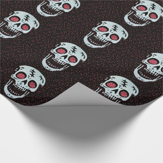 Laughing Red Glitzer Eye Skull Geschenkpapier (Ecke)