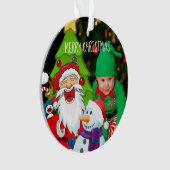 Laughing Santa and Snowman Christmas Baby Photo Ornament (Vorderseite)