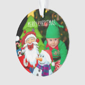 Laughing Santa and Snowman Christmas Baby Photo Ornament (Vorderseite)