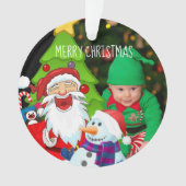 Laughing Santa and Snowman Christmas Baby Photo Ornament (Vorderseite)