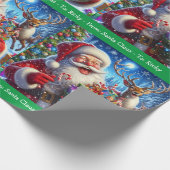 Laughing Santa Claus Add Boy Girl's Name Weihnacht Geschenkpapier (Ecke)