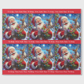 Laughing Santa Claus Add Boy Girl's Name Weihnacht Geschenkpapier (Flach)