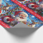 Laughing Santa Claus Add Boy Girl's Name Weihnacht Geschenkpapier (Ecke)