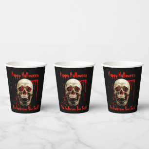 Laughing Skull Black and Red Halloween-Party Pappbecher