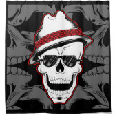 Laughing Skull in Hat Duschvorhang (Vorderseite)