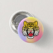 Laughing Tiger Face Artwork-21876 Button (Vorne & Hinten)