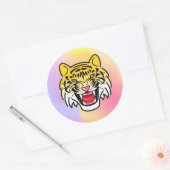 Laughing Tiger Face Artwork-21876 Runder Aufkleber (Umschlag)